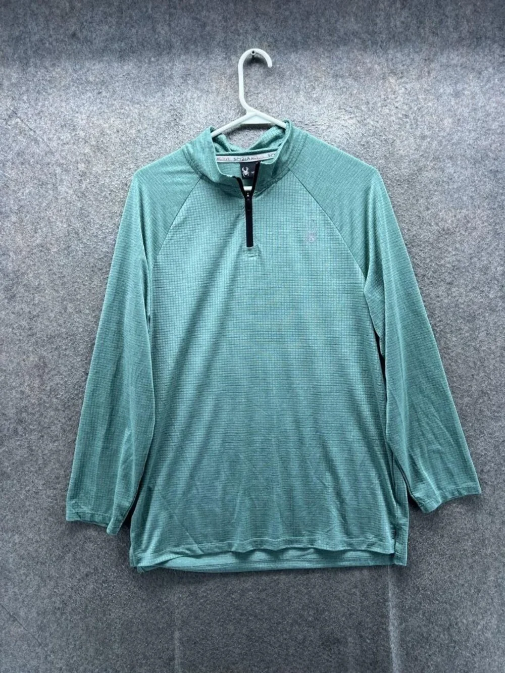 Spyder Active Pullover Mens Medium Green 1/4 Zip Long Sleeve Performance Top
